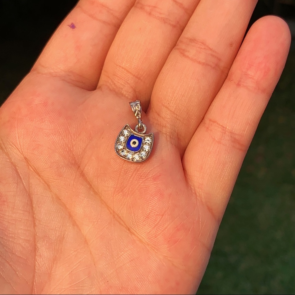 evil eye sparkly necklace charm